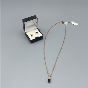 Genuine Sapphire 14kGold-Plated Earrings/Necklace